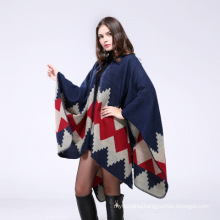 Winter warm oversized cape 50%acrylic 50% polyester jacquard weave poncho cape shawl